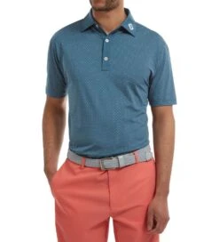 FootJoy Men's Diamond Dot Print Lisle Golf Polo Shirt -Golf Supplies Series 0074820 footjoy mens diamond dot print lisle golf polo shirt