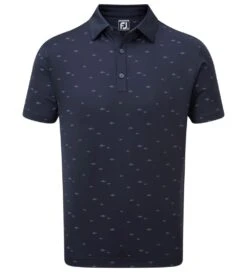 FootJoy Men's School Of Fish Print Lisle Golf Polo Shirt