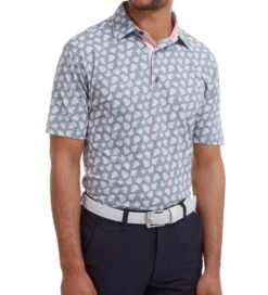 FootJoy Men's Shadow Palm Print Golf Polo Shirt -Golf Supplies Series 0074846 footjoy mens shadow palm print golf polo shirt