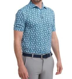 FootJoy Men's Shadow Palm Print Golf Polo Shirt -Golf Supplies Series 0074847 footjoy mens shadow palm print golf polo shirt