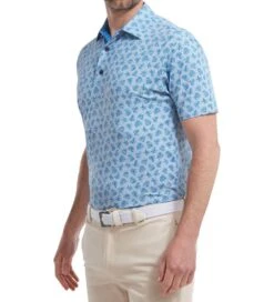 FootJoy Men's Shadow Palm Print Golf Polo Shirt -Golf Supplies Series 0074848 footjoy mens shadow palm print golf polo shirt