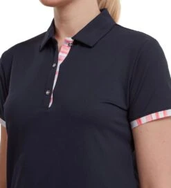 FootJoy Ladies Watercolour Trim Pique Golf Polo Shirt -Golf Supplies Series 0075229 footjoy ladies watercolour trim pique golf polo shirt