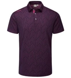 PING Men's Cubic Jacquard Golf Polo Shirt -Golf Supplies Series 0080283 ping mens cubic jacquard golf polo shirt